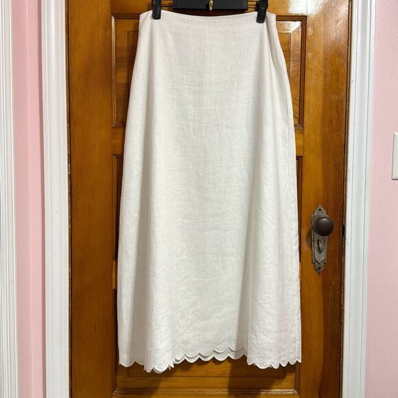 Reformation Yvonne White Linen Midi A-Line Skirt Women’s 6 - Picture 2 of 8